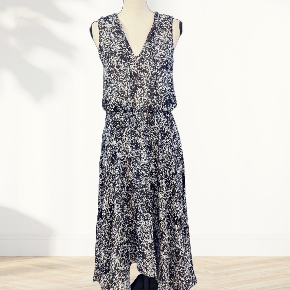 NEW Parker Dress, Floral Black White & Blue, Rare Design Pattern